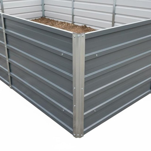 Hochbeet aus verzinktem Stahl für Gemüse und Kräuter, grau, B/T/H: 240 x 40 x 77 cm - Bild 1