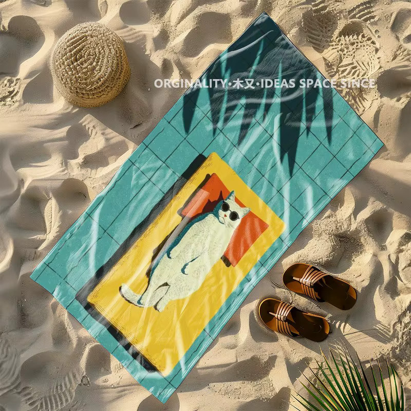 Cool Cat Sommer-Strandtuch mit Grafikmuster in Multicolour, ideal für Strand, Camping und Reisen - Bild 3