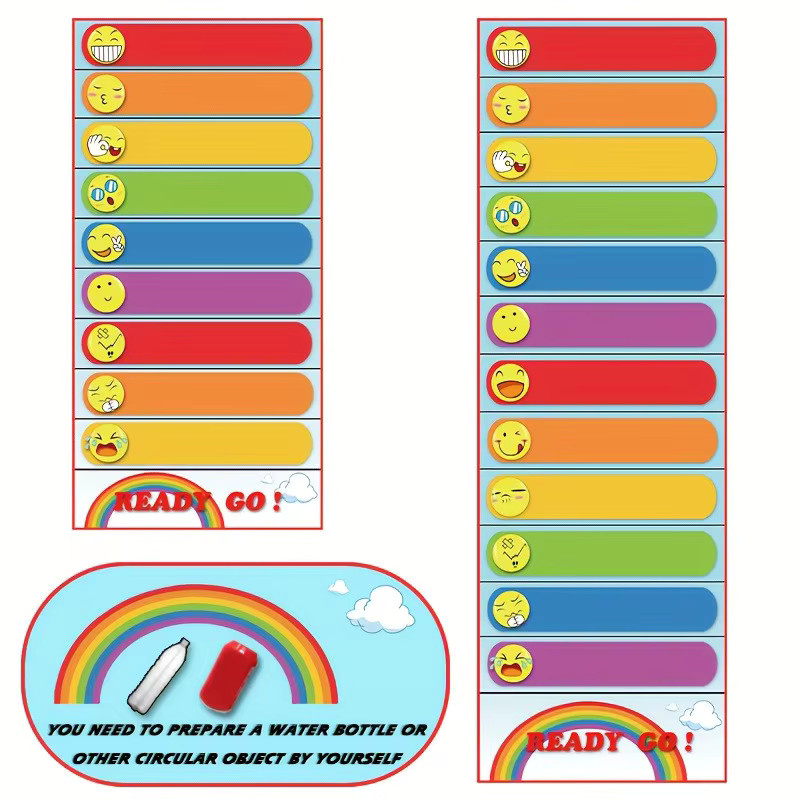OURFETE Regenbogen-Emoji-Flaschenrollenspiel Tischläufer, Beschreibbar - Bild 2