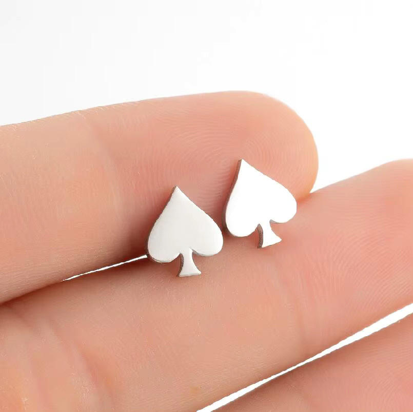 SMJEL Ohrringe Poker Spaten Herz, Edelstahl, Silber, Damen - Bild 2
