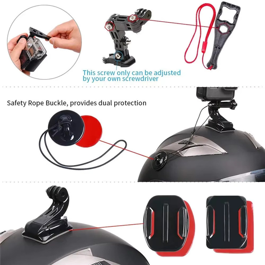 Motorradhelm-Kinnhalterungsset in Schwarz für GoPro Hero 13 12 11 10 9 8 7 6 sowie SJCAM SJ4000 AKASO und DJI OSMO Action-Kameras - Bild 4