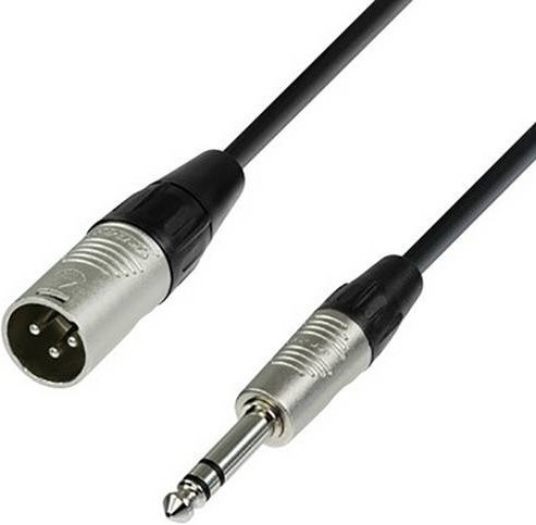 Adam Hall XLR Verbindungskabel Schwarz mit 1x XLR-Stecker 3-polig auf 1x Klinkenstecker 6,3mm Stereo, Länge: 3 m - Bild 1
