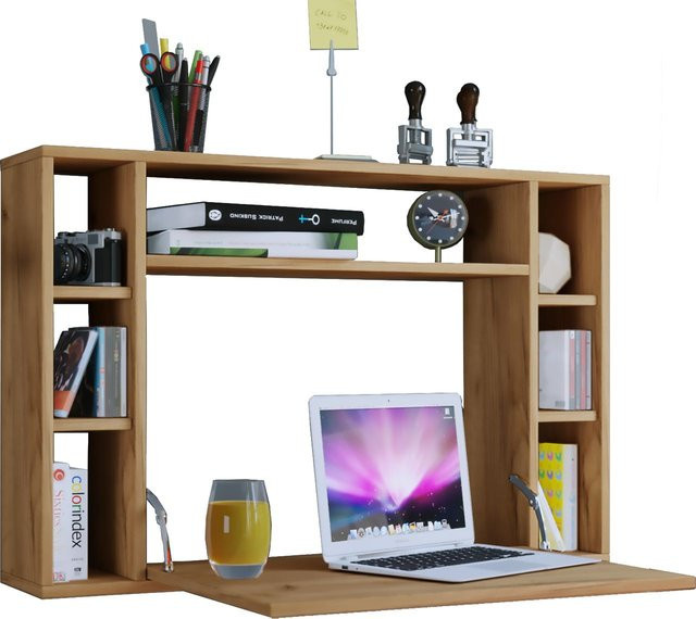 VCM Wandschreibtisch Wandila als Klapptisch für das Home Office in Honig-Eiche, B: 90 cm, H: 60 cm, T: 20 cm - Bild 1