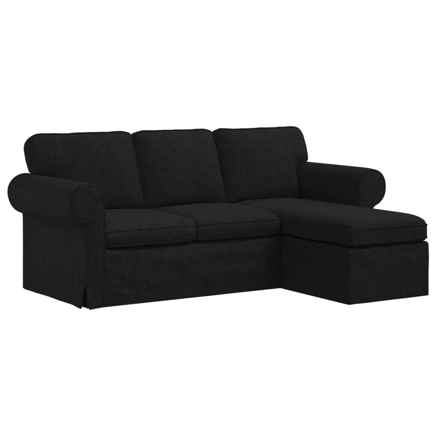 vidaXL Ecksofa in Schwarz mit Stoffbezug und Dekokissen, L-Form, B/T/H: 215 x 138 x 80 cm - Bild 2