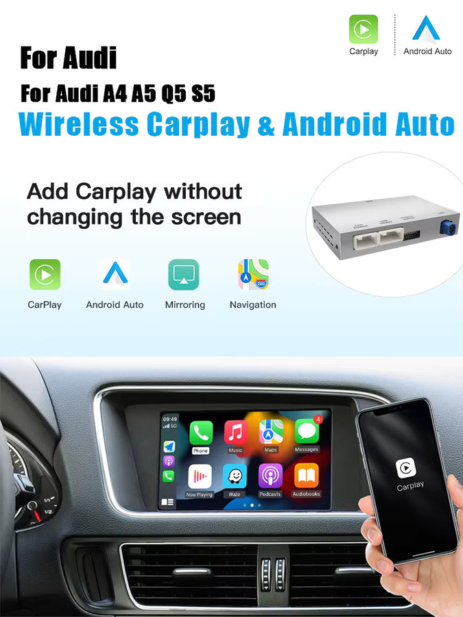 AUTOABC Drahtloses CarPlay und Android Auto Interface für Audi A4 A5 Q5 S5 B8 (2008–2016) mit 3G MMI inklusive Mirror Link und AirPlay für die Frontansicht - Bild 7
