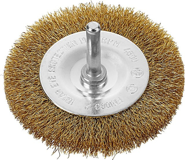 LUX-TOOLS Messing-Scheibenbürste in Gold für Metall und Holz mit Ø 75 mm - Bild 1
