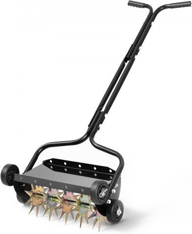 VEVOR Rasenbelüfter manueller Rollbelüfter mit 4 Rädern und Griff für Garten und Rasen in Schwarz - Bild 1