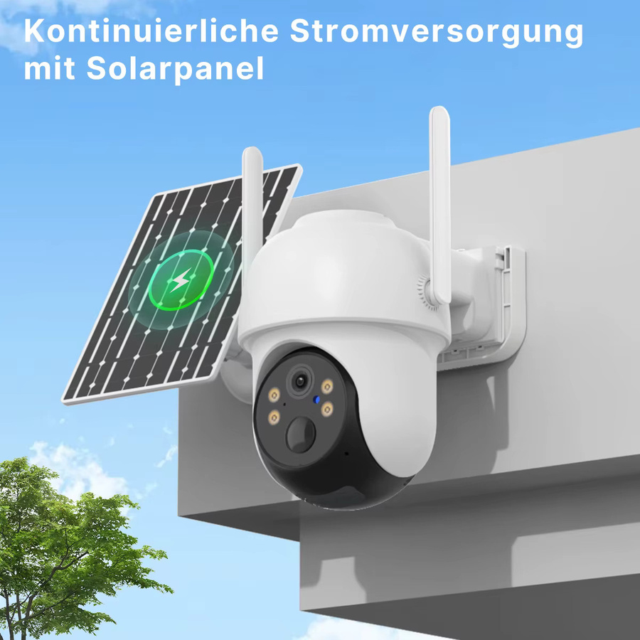 WONSDAR WLAN-Akku-PTZ-Kamera für den Außenbereich, kabellose Solar-IP-HD-Videoüberwachungskamera mit Personenerkennung und Echtzeit-Alarm in Weiß (ICSee) - Bild 3