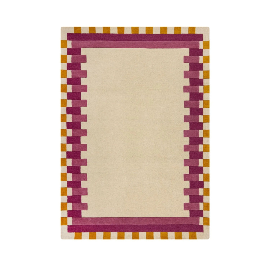 Flair Rugs Wollteppich Kai Wool Border in Beige-Rosa, Handgeknüpft, Geometrisches Design, B x T: 120 x 170 cm - Bild 2