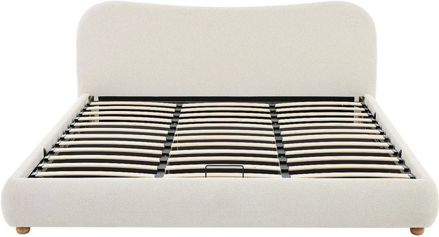 Vente-unique Bett Vanari mit Bettkasten und Aufstehfunktion in Weiß, Bezug aus Bouclé-Stoff, B: 180 cm, T: 200 cm - Bild 1