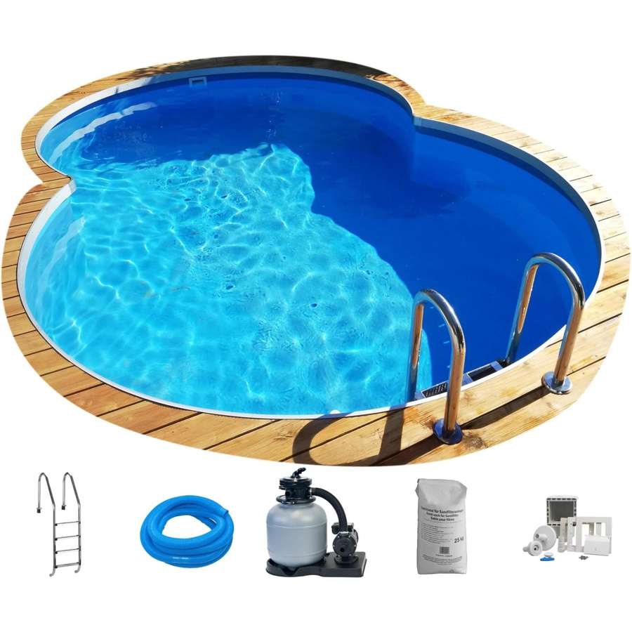Sunfun Stahlwand Pool-Set CALYPSO Achtform in Blau mit Filter und Leiter, B/T/H: 525 x 320 x 150 cm - Bild 1