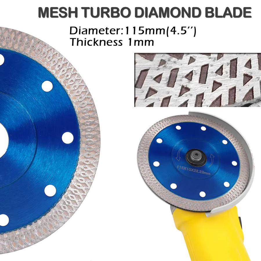 Toorise Diamant-Trockenschneidmesscheibe Turbo für Porzellan, Keramikfliesen und Stein, Durchmesser: 115 mm bis 125 mm - Bild 1