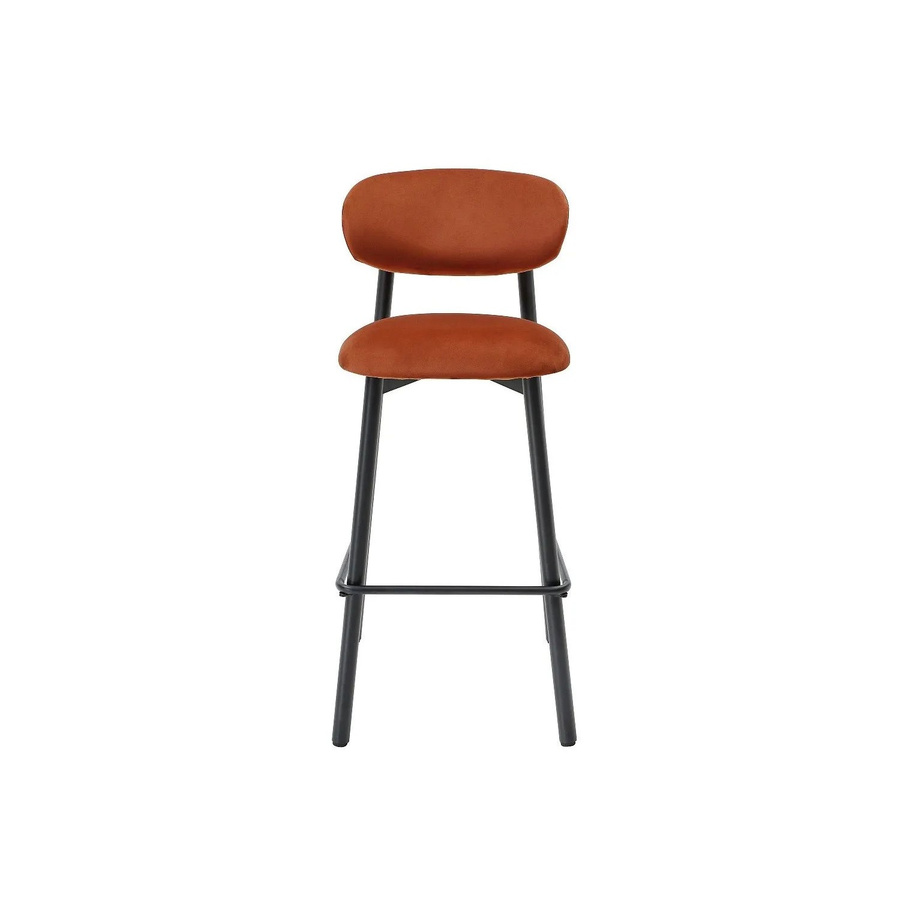 Vente-unique Barhocker Lakabi in Terracotta mit Samtbezug und schwarzem Metallgestell, Breite: 44 cm - Bild 2