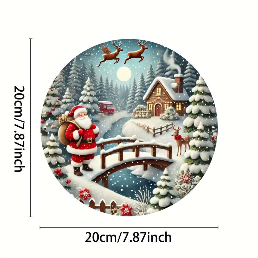 Potdemiel Weihnachtsdeko Aluminiumfolien-Gravurkunst Vintage verschneite Brücke und Bäume, Schwarz, Durchmesser: 20,3 cm - Bild 4