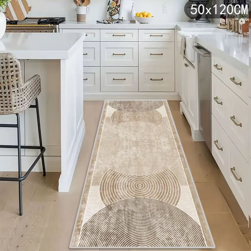 VIKAMA Minimalistischer Linienteppich in Beige, abstrakter rechteckiger Teppich, rutschfest und strapazierfähig für Flur, Küche oder Schlafzimmer - Bild 2
