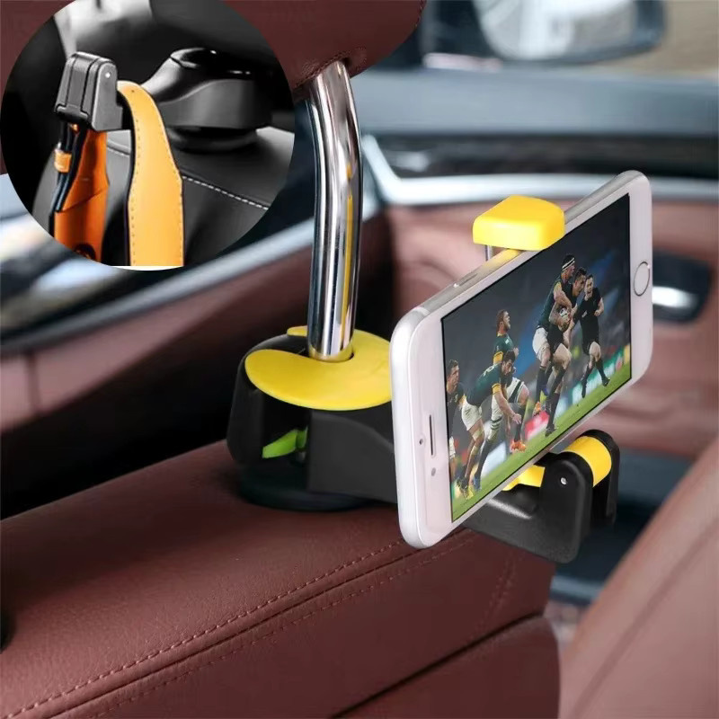 2 in 1 Multifunktions Auto Kopfstützen Haken mit Handyhalterung in Beige - Bild 6