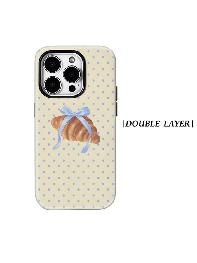 Potdemiel Magnetische Handyhülle mit Croissant und blauer Schleife für iPhone 17 16 15 14 13 Pro Max Plus, Mehrfarbig - Bild 6