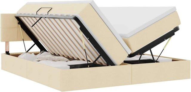 vidaXL Aufbewahrungsbett mit Matratze aus Kunstleder und Metall in Creme und Beige, B/T/H: 180 x 200 x 140 cm - Bild 1