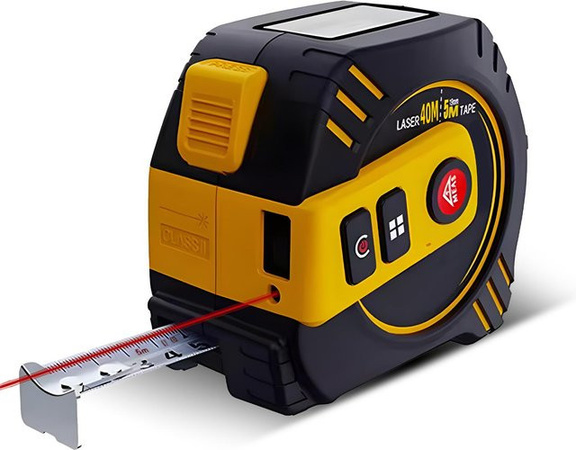 Kkmoon 2-in-1 Digitalmaßband mit 40 m Laser-Entfernungsmesser und 5 m AutoLock Maßband in Orange und Gelb
