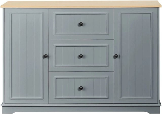 PXloue Sideboard in Grau Holzoptik mit 3 Schubladen und 2 Türen, modern und matt - Bild 1
