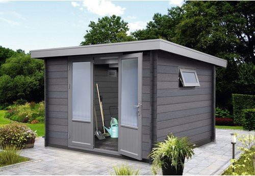 WOLFF FINNHAUS Gartenhaus WPC-Trend C aus Kunststoff in Grau, B/H/T: 287 x 204 x 234 cm - Bild 1