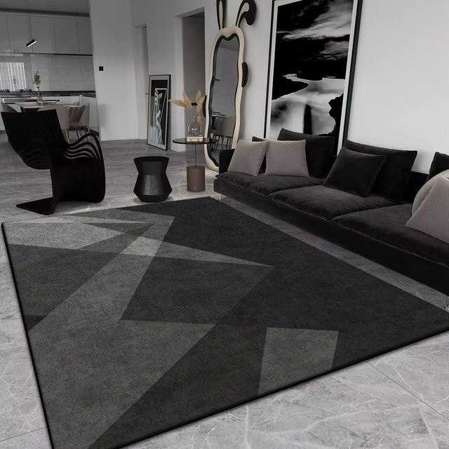 Karpetti Moderner Geometrischer Teppich in Grau, Waschbar und Rutschfest, B/T: 90 x 60 cm - Bild 1