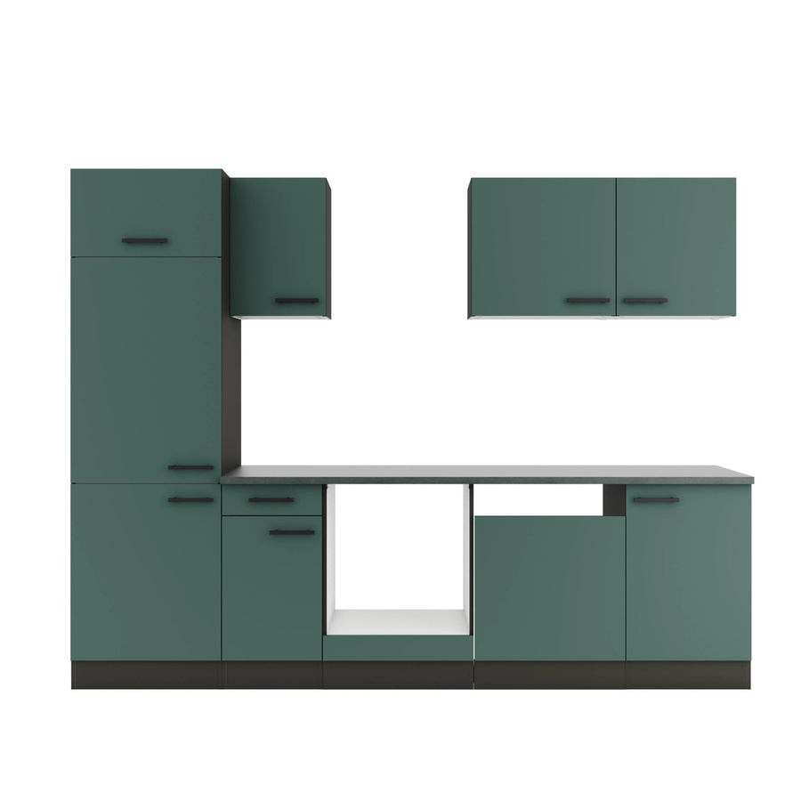 OPTIFIT Verona405 Küchenzeile in Steingrün mit modernem Design und melaminbeschichteten Qualitätsspanplatten, Breite: 270 cm - Bild 2