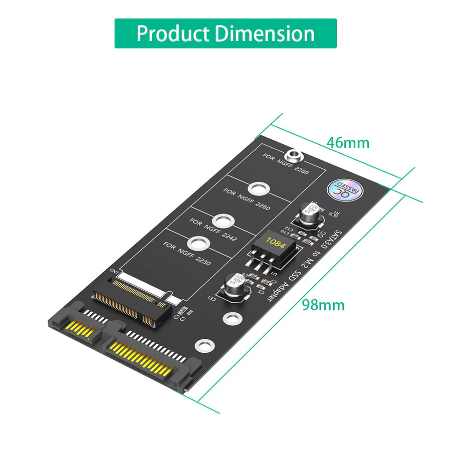 T.F.SKYWINDINTL M.2 NGFF zu SATA III Adapterkarte für B Key und B&M Key SSD Konverter (kompatibel mit M.2 2280, 2260, 2242, 2230) - Bild 2