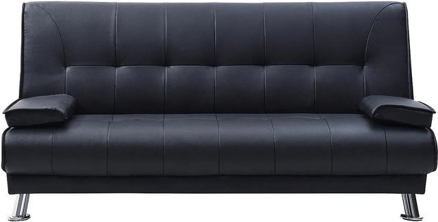 Vente-unique Schlafsofa Maxime in Schwarz mit Kunstlederbezug und Click-Clack-Funktion, Breite: 195 cm, Höhe: 90 cm, Tiefe: 42 cm - Bild 1