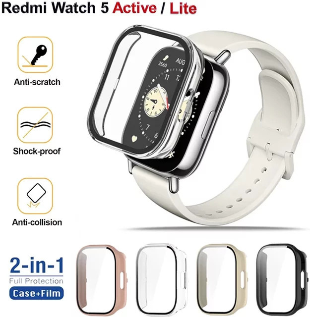 Xiaomi Schutzhülle für Redmi Watch 5 Active/Lite, Silikon, Edelstahl, Schwarz - Bild 1