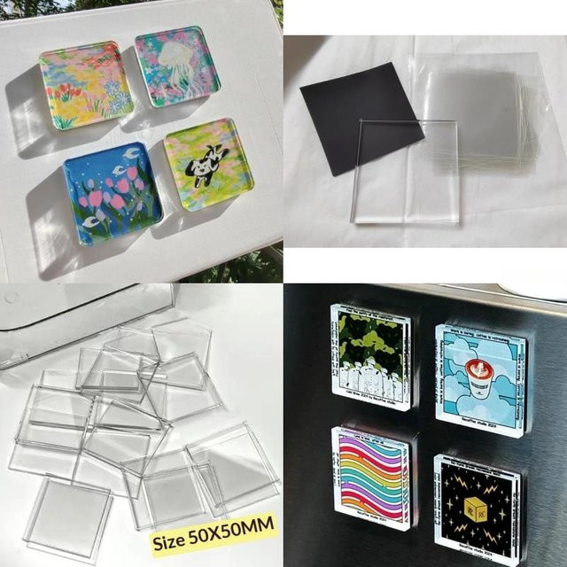 10-teiliges Bastel-Kühlschrankmagnet-Set aus Kunststoff mit quadratischen und runden Formen für deine DIY-Projekte - Bild 1
