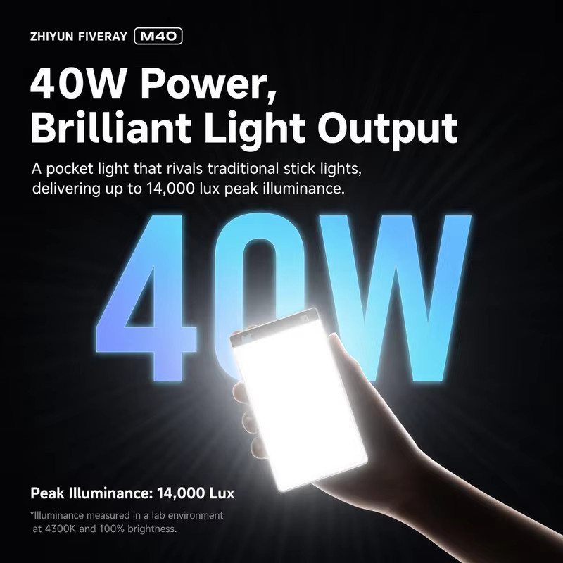 ZHIYUN FIVERAY M40 LED-Videoleuchte 40W Bi-Color Tragbares Lichtpanel für Fotografie mit PD-Schnellladung - Bild 2