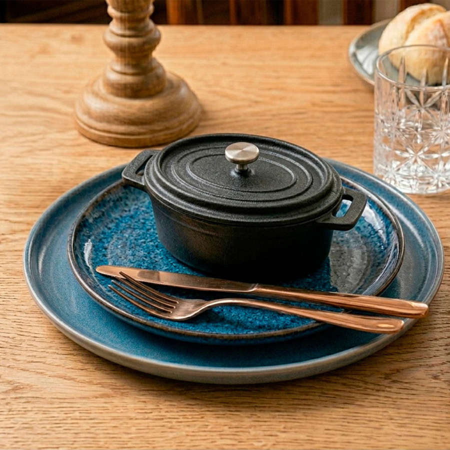 Freyersbacher Mini Cocotte Oval aus emailliertem Gusseisen, Schwarz, B/T/H: 12 x 8,5 cm - Bild 2