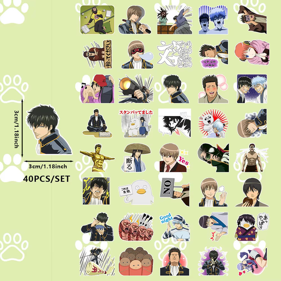 40 Stück Gintama Anime Aufkleber in Multicolour als DIY-Material für Kinder und Briefpapier - Bild 3