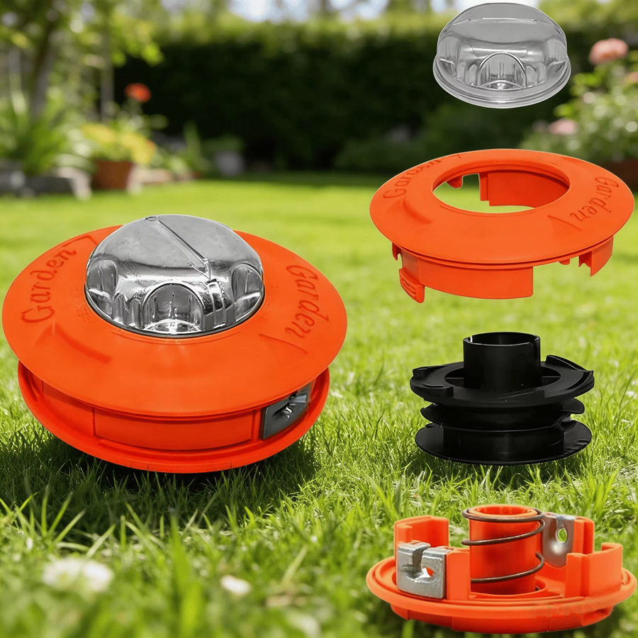 Wnew Automatischer Rasentrimmerkopf in Orange als universeller Ersatzkopf für Gartenmaschinen-Freischneider und Fadentrimmer - Bild 2