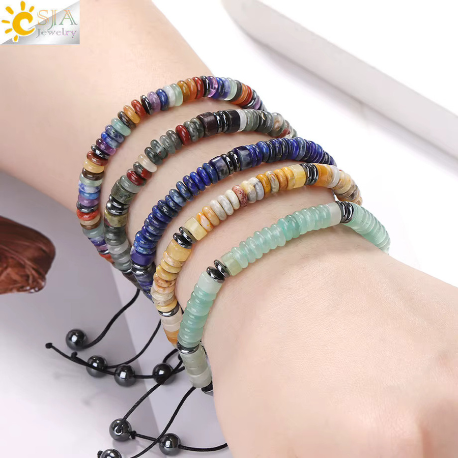 CSJA Naturstein Armband, Perlen, Seil gewebt, Unisex - Bild 2