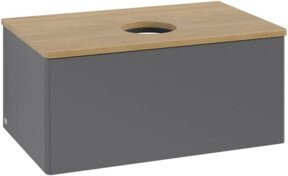 V&B Waschtischunterschrank Antao mit Beleuchtung, Eiche Honig Optik und Anthrazit Lackierung, B/T/H: 80 x 50 x 50 cm - Bild 1