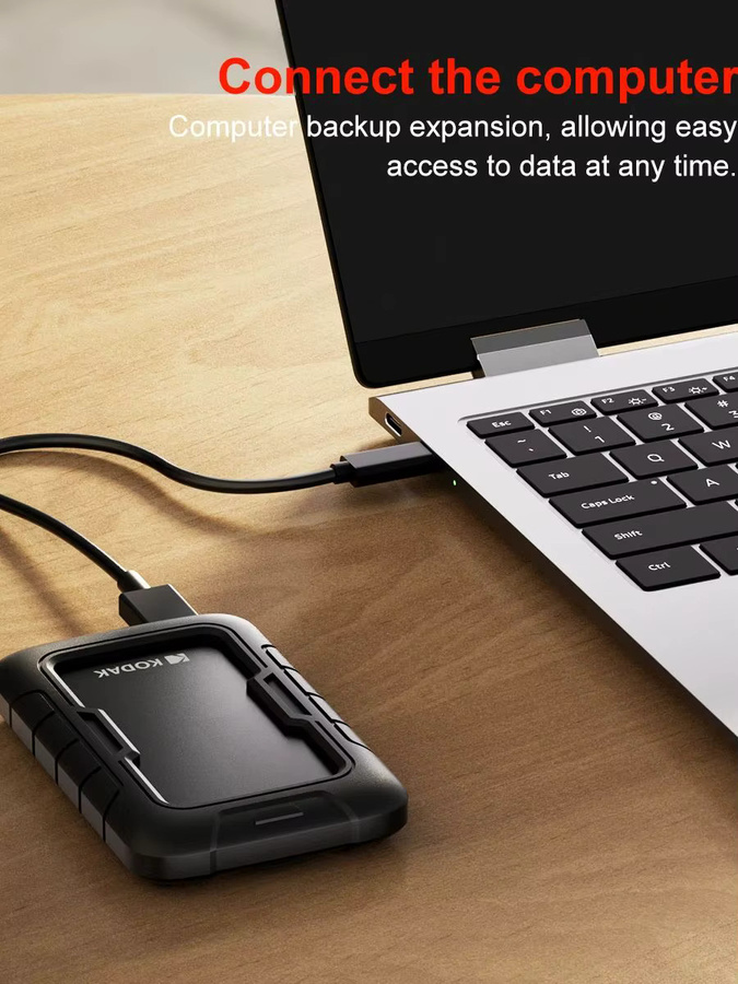 Kodak P110 Tragbare Externe Festplatte HDD mit Silikon-Schutzhülle, 500 GB, Schwarz, USB 3.0 und USB-C - Bild 5