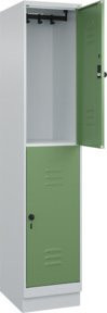 C+P Doppelstock-Spind Classic PLUS mit Sockel, 1 Abteil, Resedagrün, H x B x T: 195 x 40 x 50 cm - Bild 1