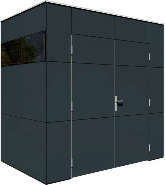 Bertilo Gartenhaus Mini HPL in Anthrazit mit Flachdach und modernem Design, B/T/H: 231 x 152 x 231 cm - Bild 1