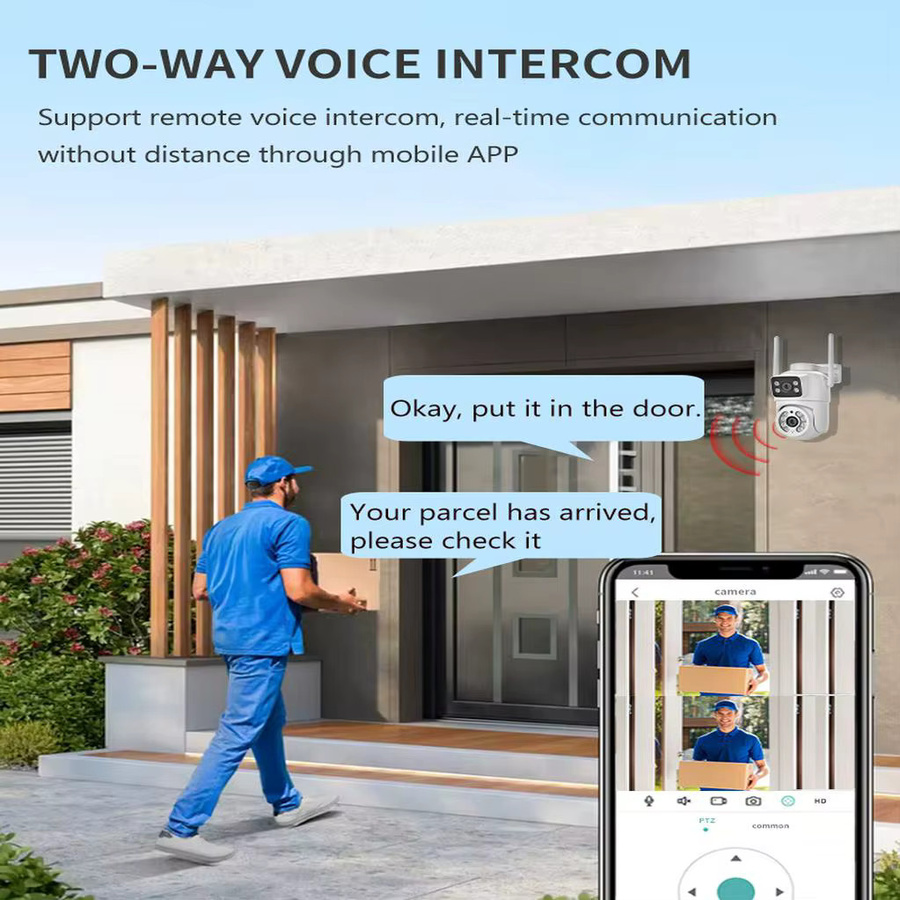 GEYUNE 8MP 4K PTZ Wifi Kamera mit Dual Objektiv und Dual Screen, Farbe: Weiß, Ai Menschliche Erkennung und Auto Tracking für Outdoor Überwachung und Sicherheit - Bild 3