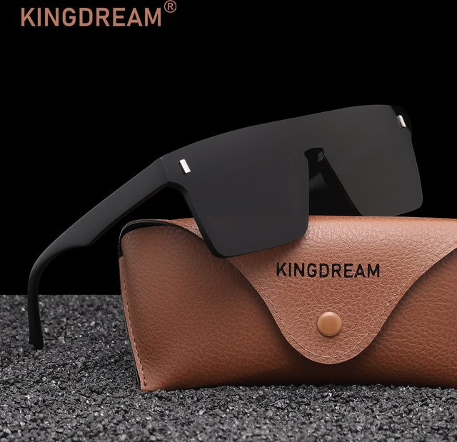 KINGDREAM Sonnenbrille, randlos, quadratisch, Unisex, schwarz, polarisiert - Bild 1