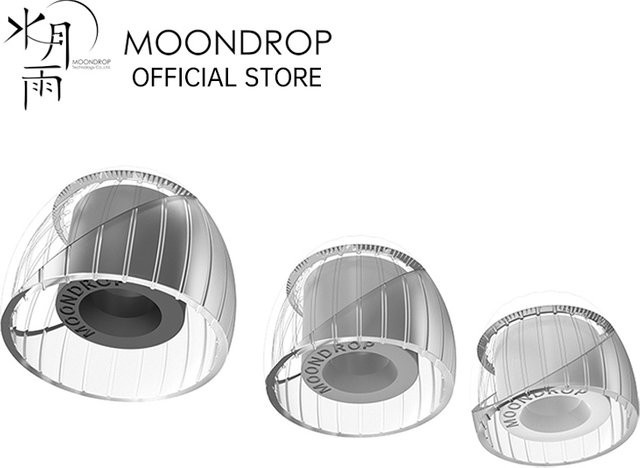 Moondrop Spring Tips Akustischer Wellenleiter und Silikon-Ohrstöpsel mit doppelter Stützstruktur für MoonDrop Kato, Transparent, 3 Paar - Bild 1