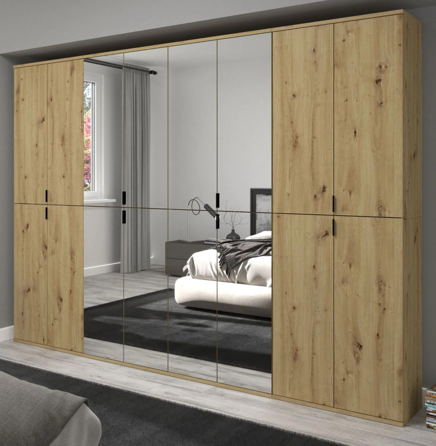 Inn.Furn Kleiderschrank Line-Up in Eiche Artisan mit Spiegel, B/H: 244 x 193 cm - Bild 1