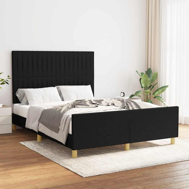 vidaXL Bettgestell mit Kopfteil aus Stoff in Schwarz, B/T/H: 140 x 200 x 146 cm - Bild 3