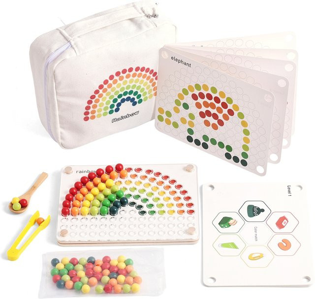 bite bites Montessori Regenbogen Perle Zeichenbrett, Lernspielzeug, Holz, ab 1 Jahr - Bild 1