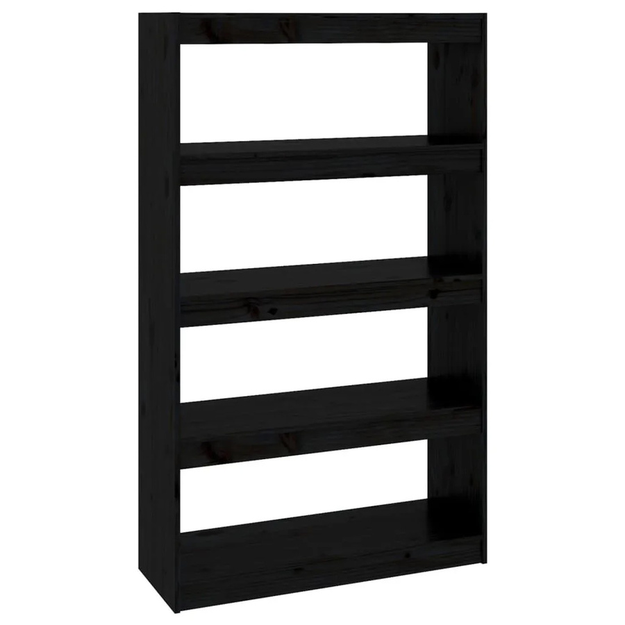 vidaXL Bücherregal und Raumteiler aus Massivholz Kiefer in Schwarz, B/T/H: 80 x 30 x 135,5 cm - Bild 2