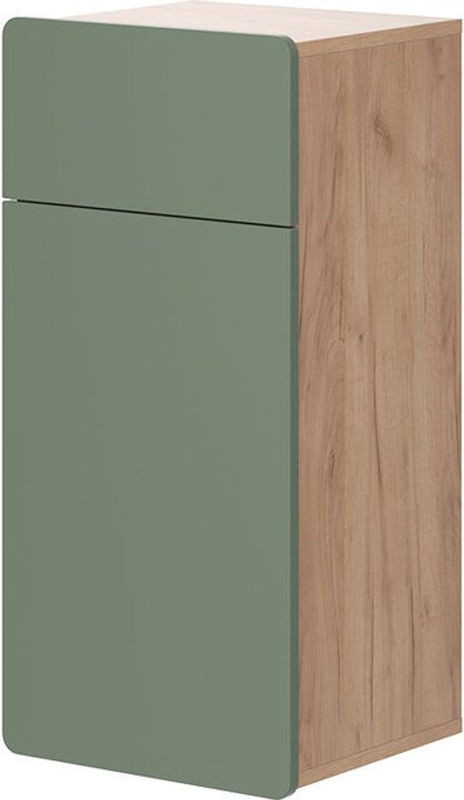 Midischrank Izan von Vicco in Eiche und Grün mit Schublade und Tür, B/H: 36,6 x 76,6 cm - Bild 1