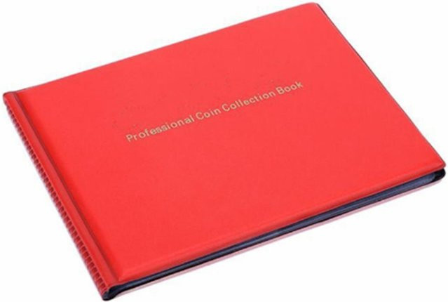 TOMTOP JMS Münzsammelbuch mit 240 Taschen aus transparentem PVC in Rot - Bild 1