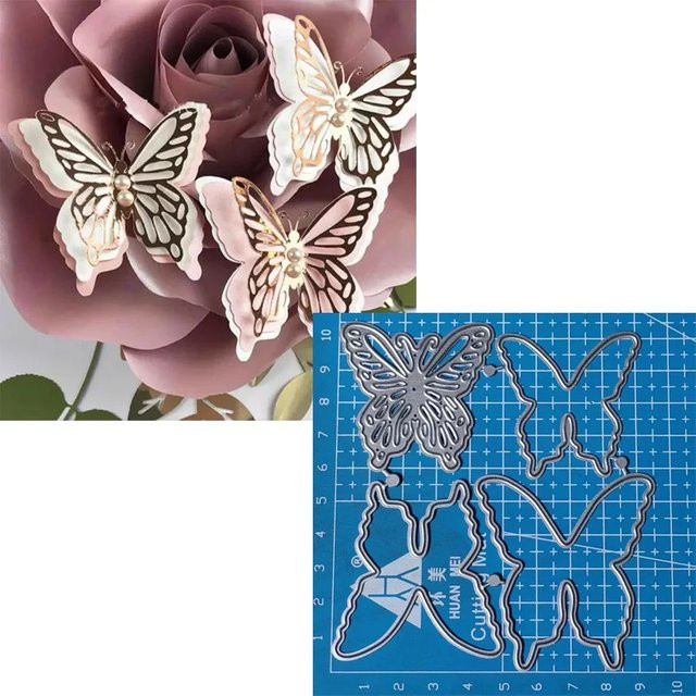 Schmetterlings Metall Stanzform in Silber für Scrapbooking und Papierhandwerk, 1 Stück - Bild 1